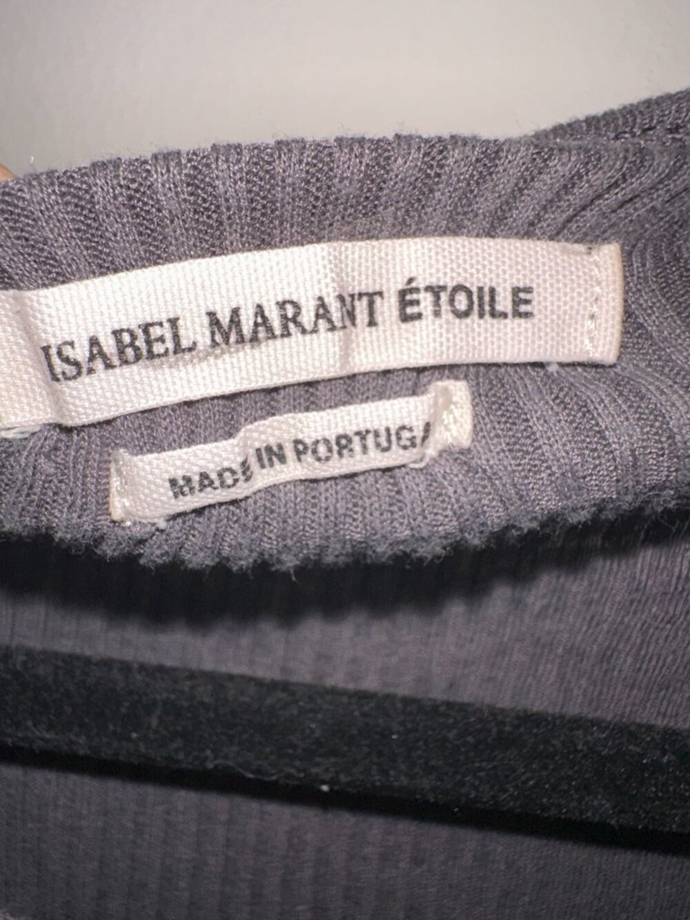 Isabel Marant Etoile Charcoal Ribbed Button Front Long Sleeve Top - Picture 3 of 5